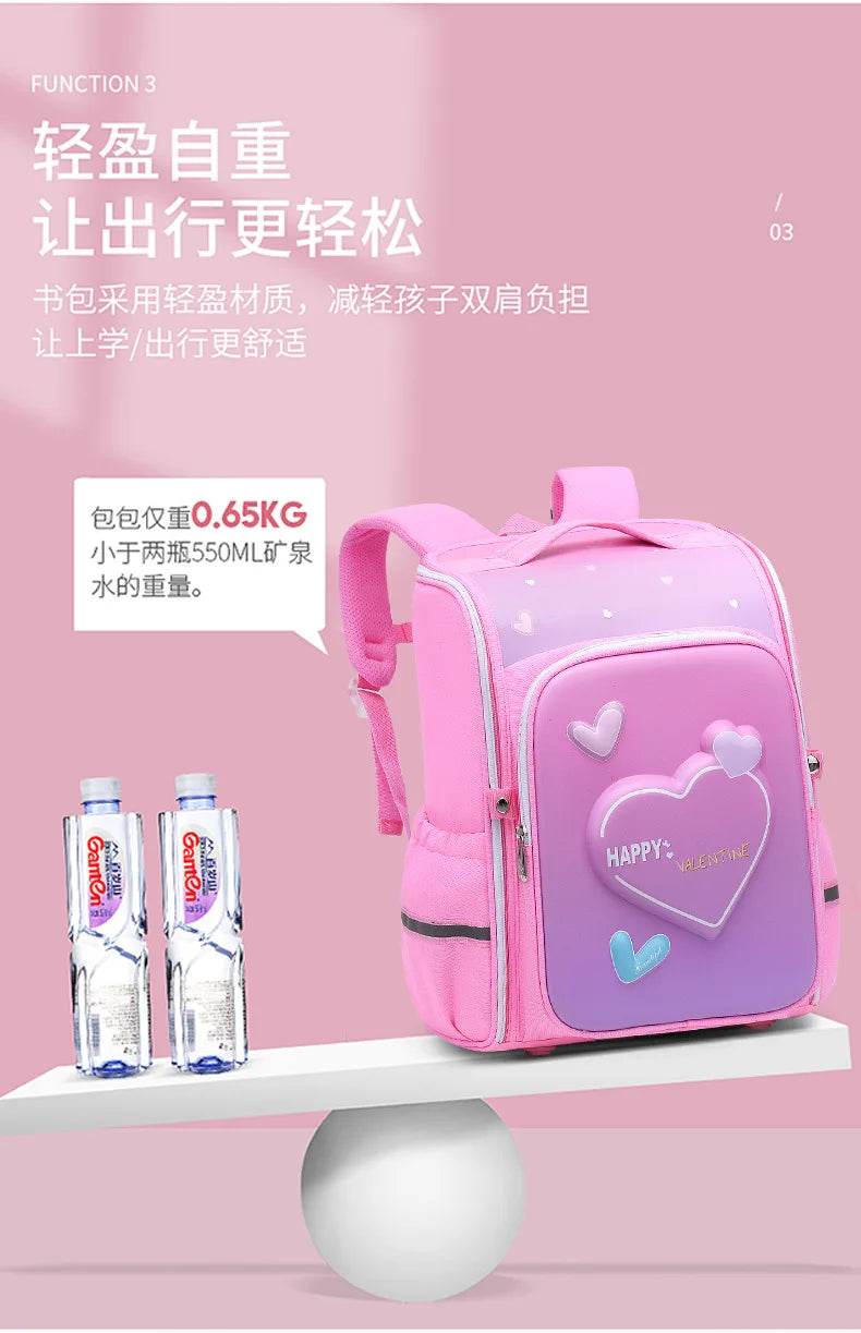 primary school bags for girls cute cartoon love heart pink school backpack student bookbag elementary school kids backpack - AIAZ