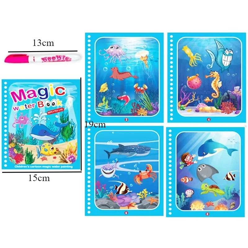 Children Early Education Toys Magical Book with Pen Water Drawing Toys Gift Reusable Coloring Book Magic Drawing Book - AIAZ