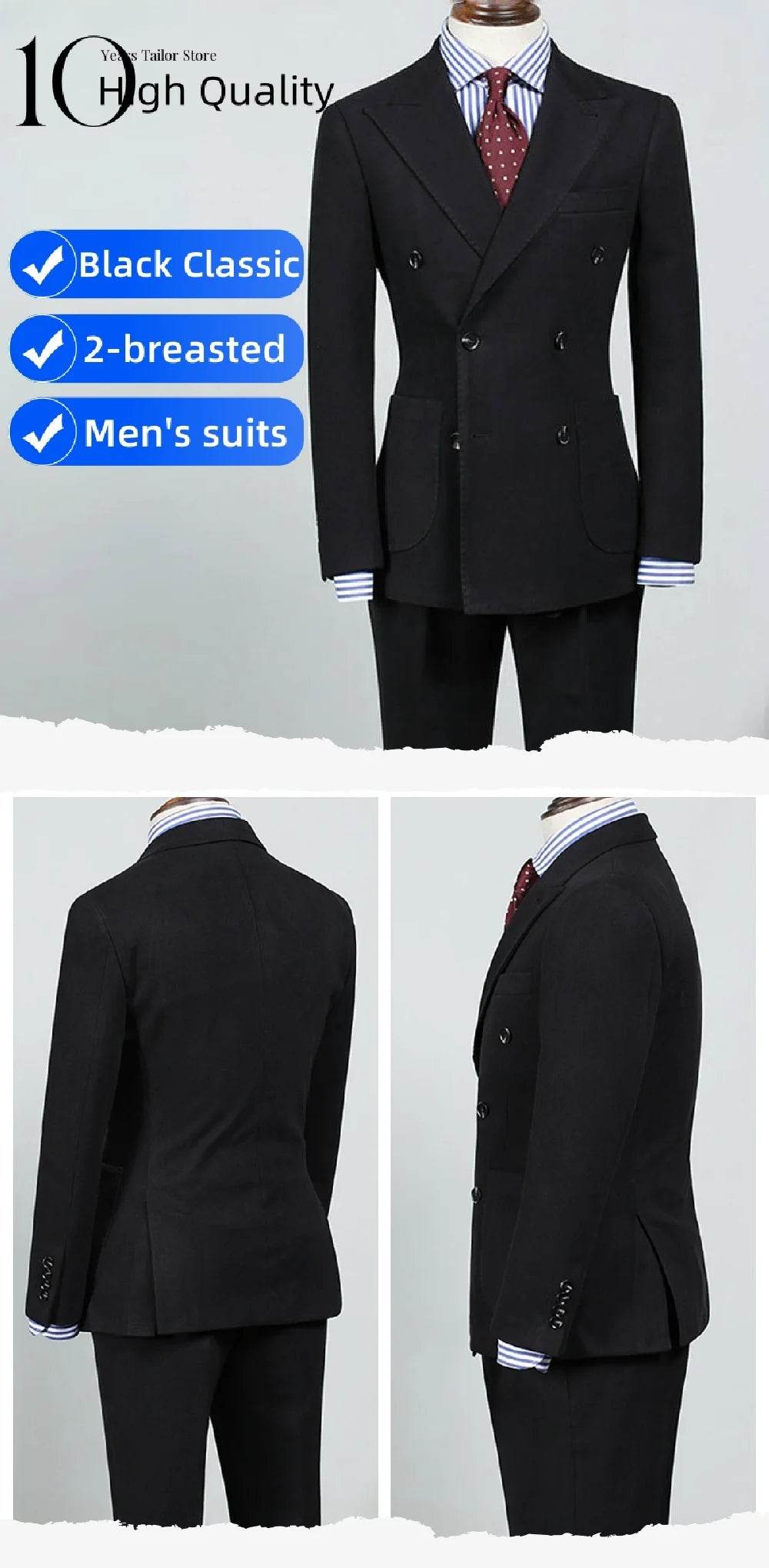 New Men's Suit 2 Piece Blazer Solid Color British Style Formal Business Work Clothes Party Groom Wedding Tuxedo Custom Color - AIAZ