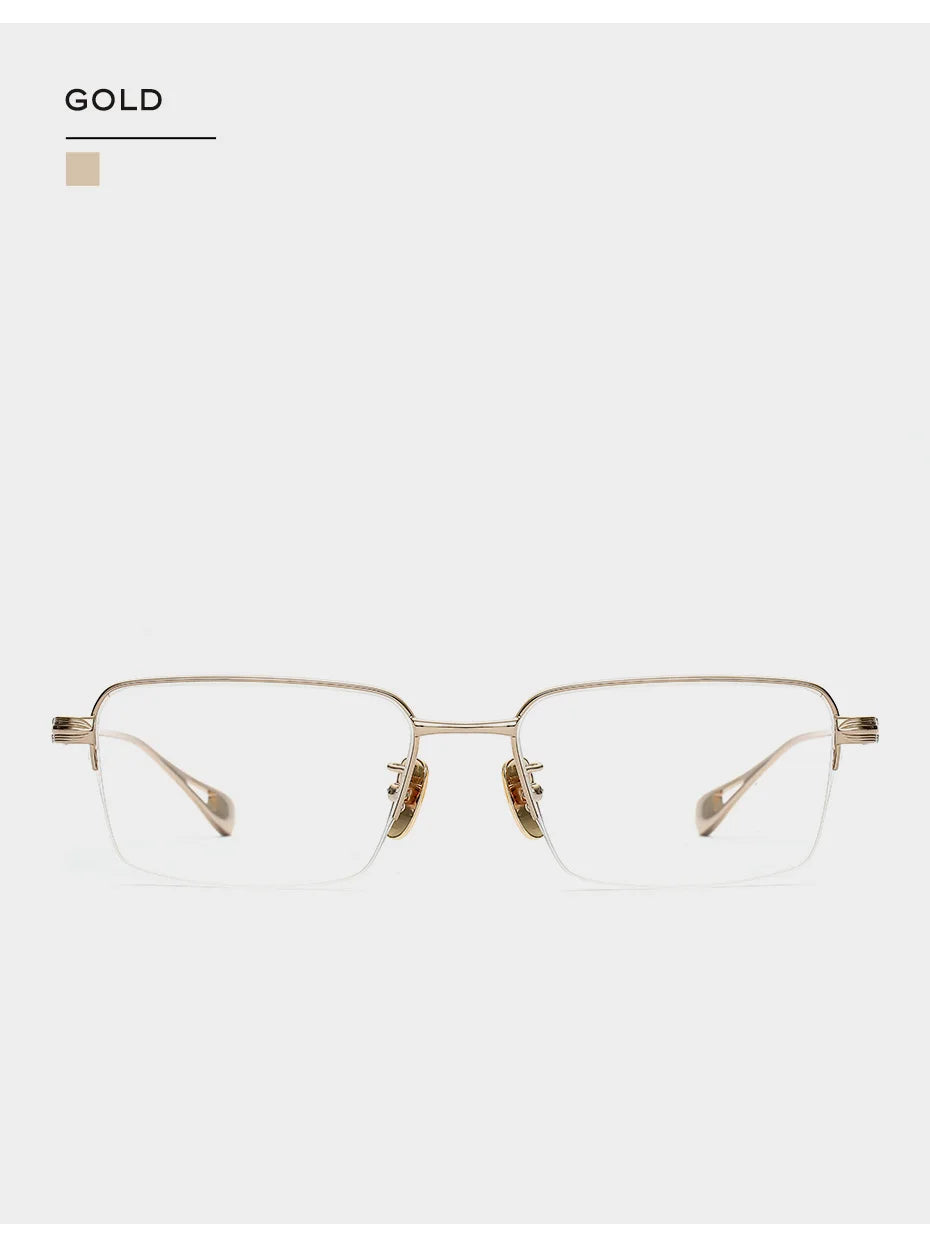 CAPONI Vintage Men's Glasses Frame Pure Titanium Acetate Anti Blue Light Luxury Eye Glasses Brand Designer Spectacles JF7566