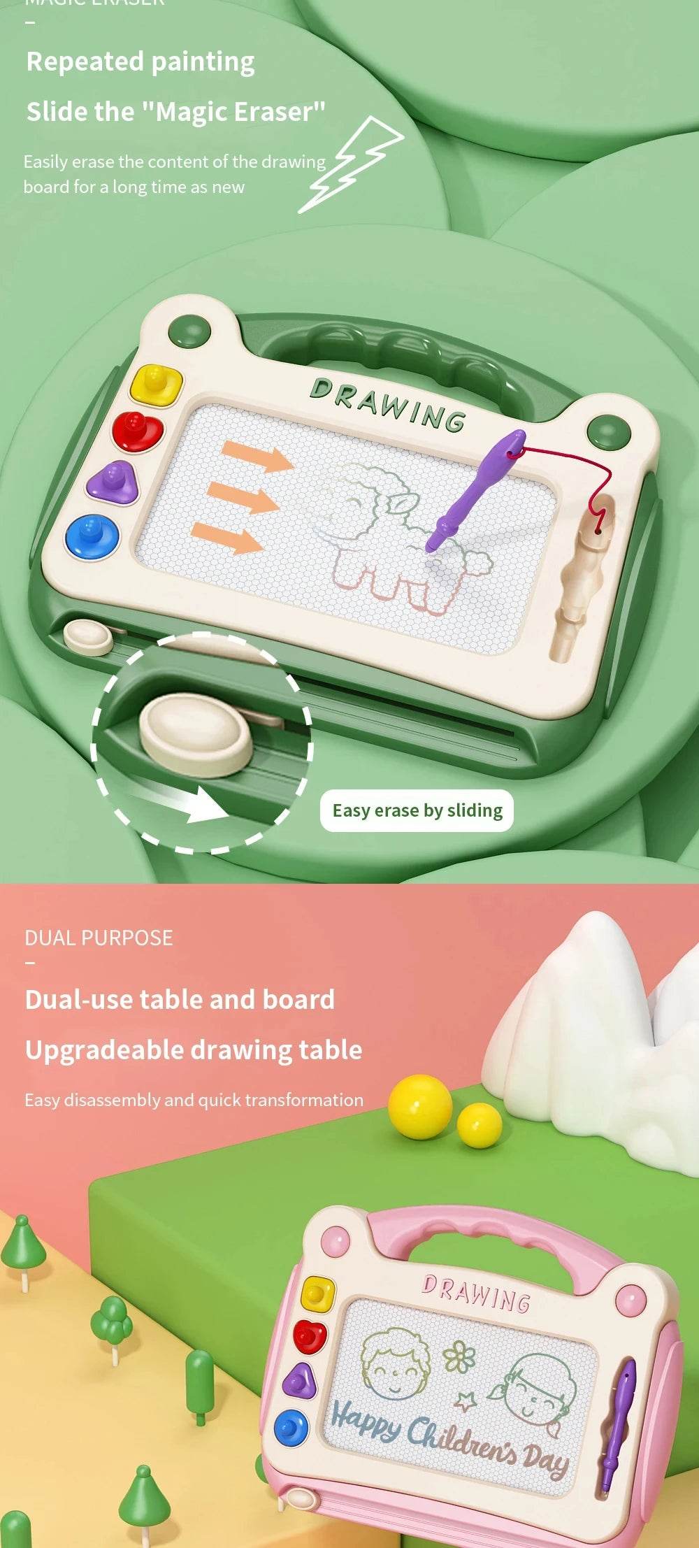 Magnetic Drawing Board Colored Graffiti Magic Eraser Drawing Board Children's Graffiti Board Art Early Education Drawing Toy - AIAZ