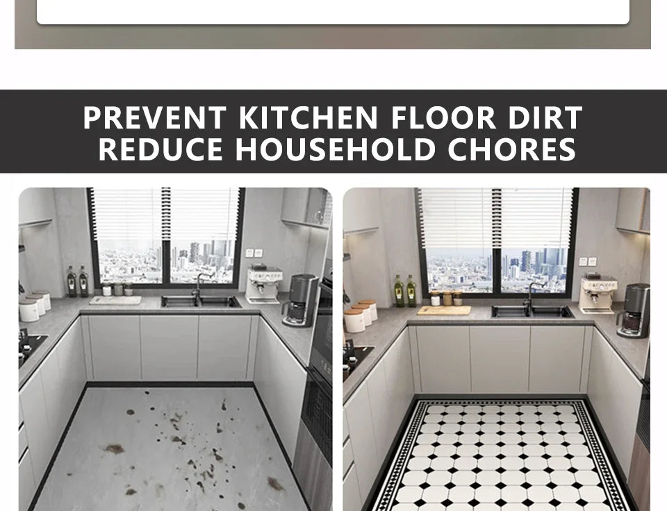 Kitchen Floor Mat Pvc Leather Waterproof Carpet Oil-proof Floral Rug Home Decoration Long Foot Mats Alfombra De Cocina 주방매트