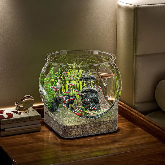 Plastic Sturdy Nicely Betta Fish Bowl Small Aquariums for Small Ornamental Fish and Reptiles High Transparency Glass Good View