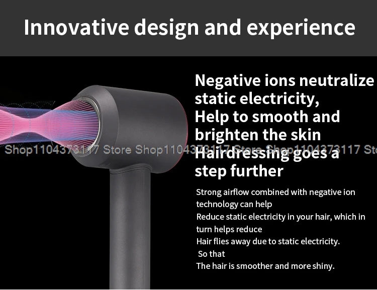 Leafless Hair Dryer New Professional With Flyaway Attachment Negative Ionic Premium Hair Dryers Multifunction Salon Style Tool