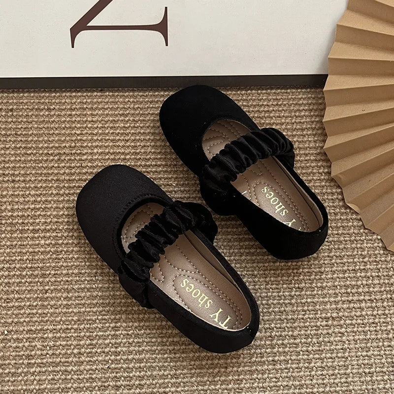 New 2025 Fashion Baby Girls Princess Band Shoes Shallow Velvet Infant Toddler Children Slip on Dance Shoes Soft Sole Flat Shoes