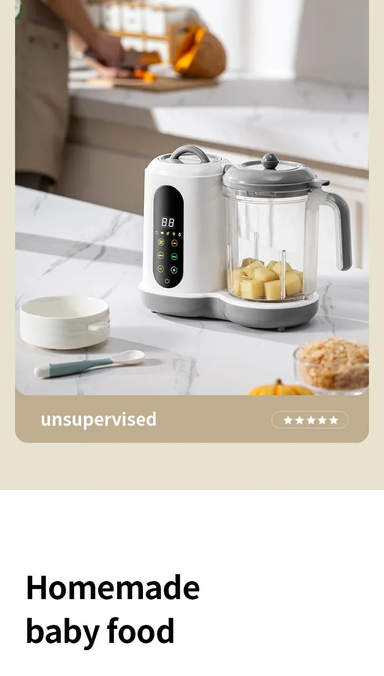 2024 Baby Food Maker One Step Baby Food Processor Steamer Puree Blender Auto Cooking & Grinding Touch Screen Control White