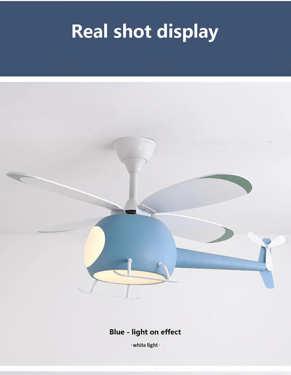 Cartoon Ceiling Lamps for Room Helicopter Fan Chandelier for Children's Bedroom Indoor Led Lights Fixture Luster Home-appliance