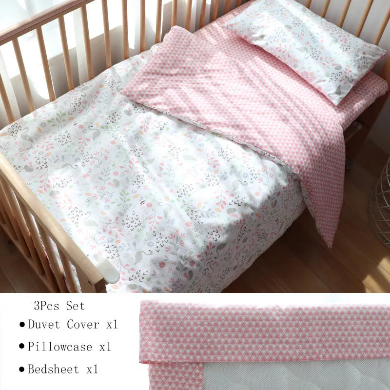 Baby Bedding Set Soft Cotton Baby Cot Kit Crib Bedding Set Quilt Duvet Cover Pillow Pilowcase Sheet Bumpers Baby Room Decoration