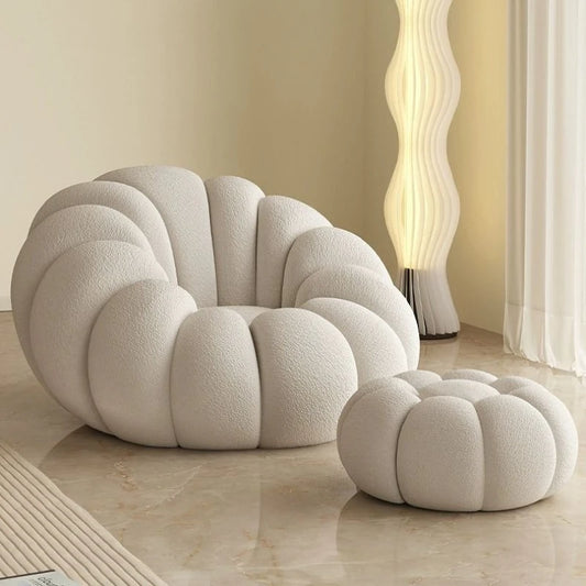 Nordic Lazy People Sofa Cute Pumpkin Cloud Shaped Sofa Chair Balcony Leisure Chair Living Room Single Relaxation Sofa Furniture