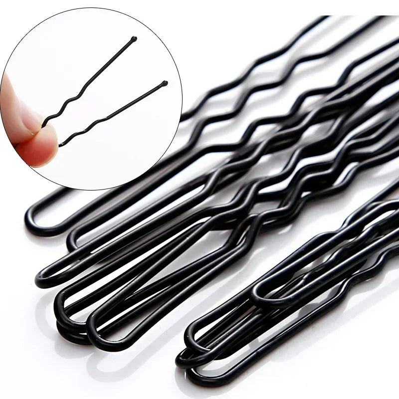 5/6/7cm Black Hair Clips U-Shaped Bobby Pin Invisible Wavy Hairpin Hairstyle Styling Metal Hair Grip Barrette Hair Accessories