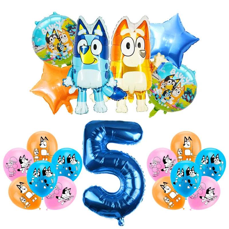 New Bluey Birthday Party Decoration Latex Balloons Bingo Aluminum Film Balloon Disposable Tableware Kids Event Supplies Backdrop - AIAZ