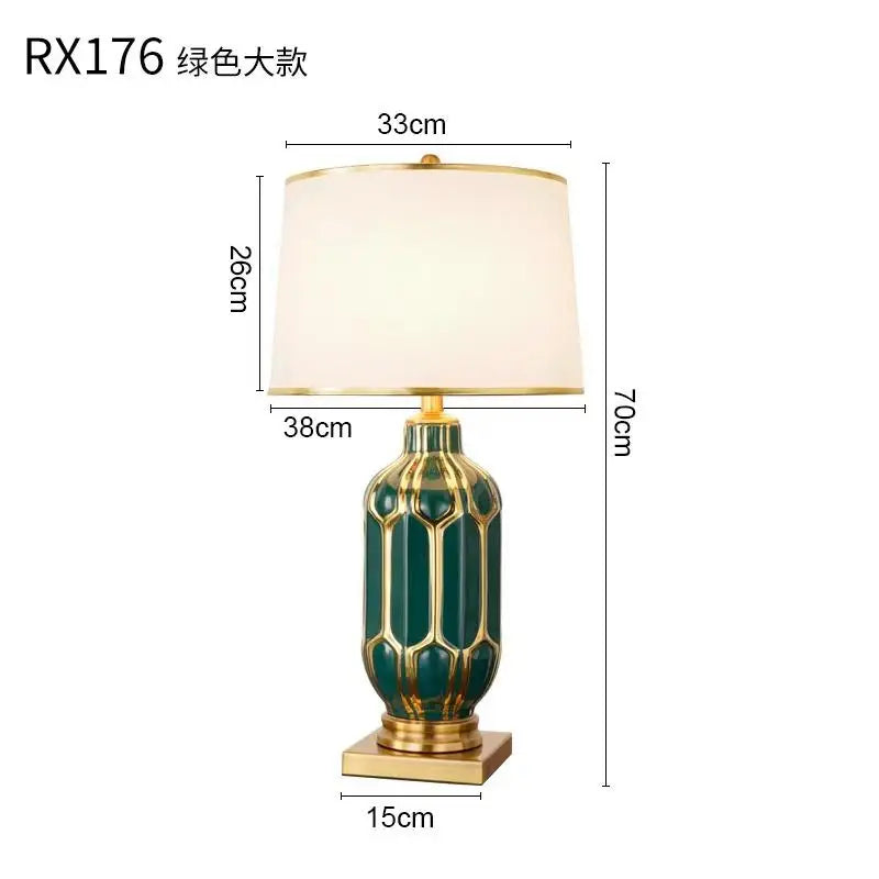 Chinese Black Ceramic Desk Lamp Nordic Modern Luxury Living Room Bedroom Bedside Study Table Lamp Atmosphere Sense Decoration
