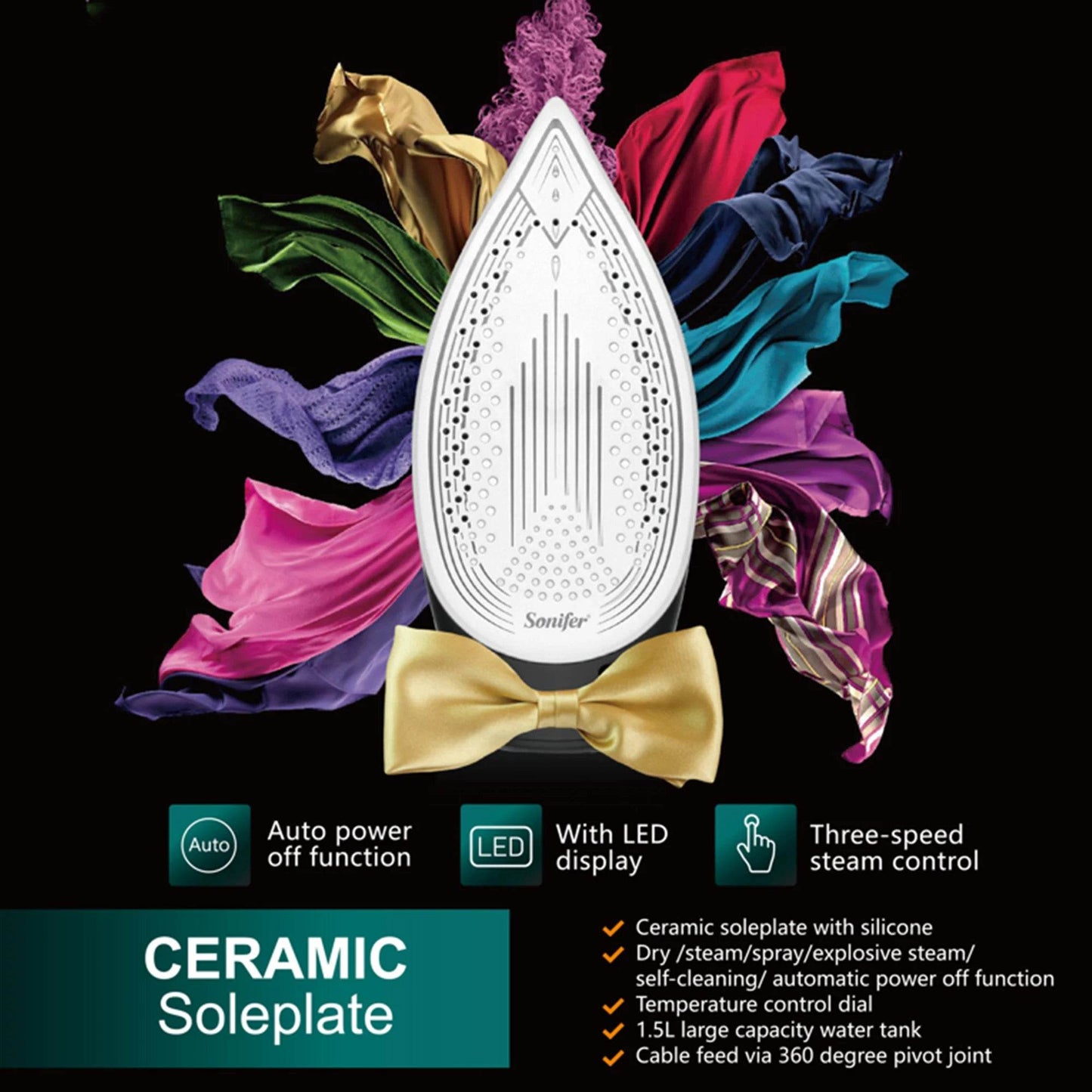 HOT Sonifer SF-9112 Household 1.5L Water tank Vertical Press Electric Steam Station Iron for Clothes - AIAZ