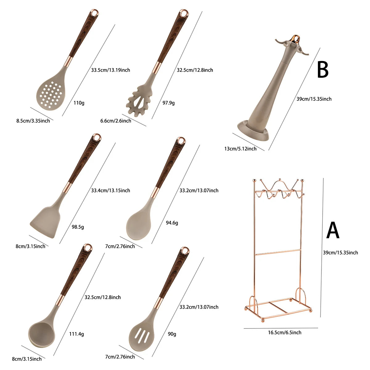8pcs Silicone Kitchenware Set Pot Shovel Soup Spoon Spaghetti Claw Cooking Set with Storage Rack Household Kitchen Tools Set