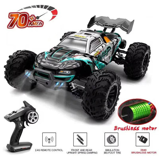 1:16 4WD RC Car 70KM/H Or 50KM/H With LED Remote Control Cars High Speed Drift Monster 4x4 Truck for Kids vs Wltoys 144001 Toys - AIAZ
