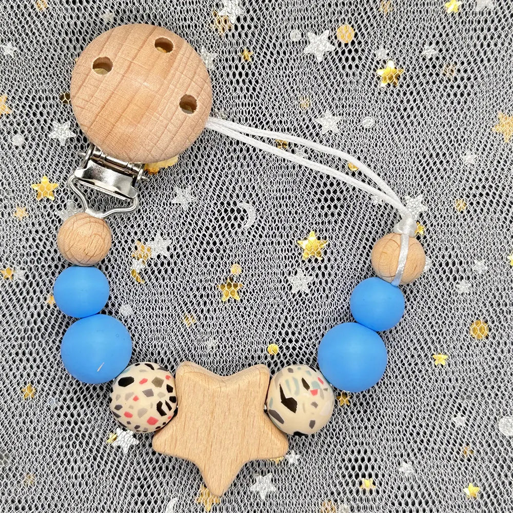 Custom Personalized Name Baby Pacifier Clip Bear Pacifier Chain Holder for Baby Teething Soother Chew Toy Food Grade Dummy Clips