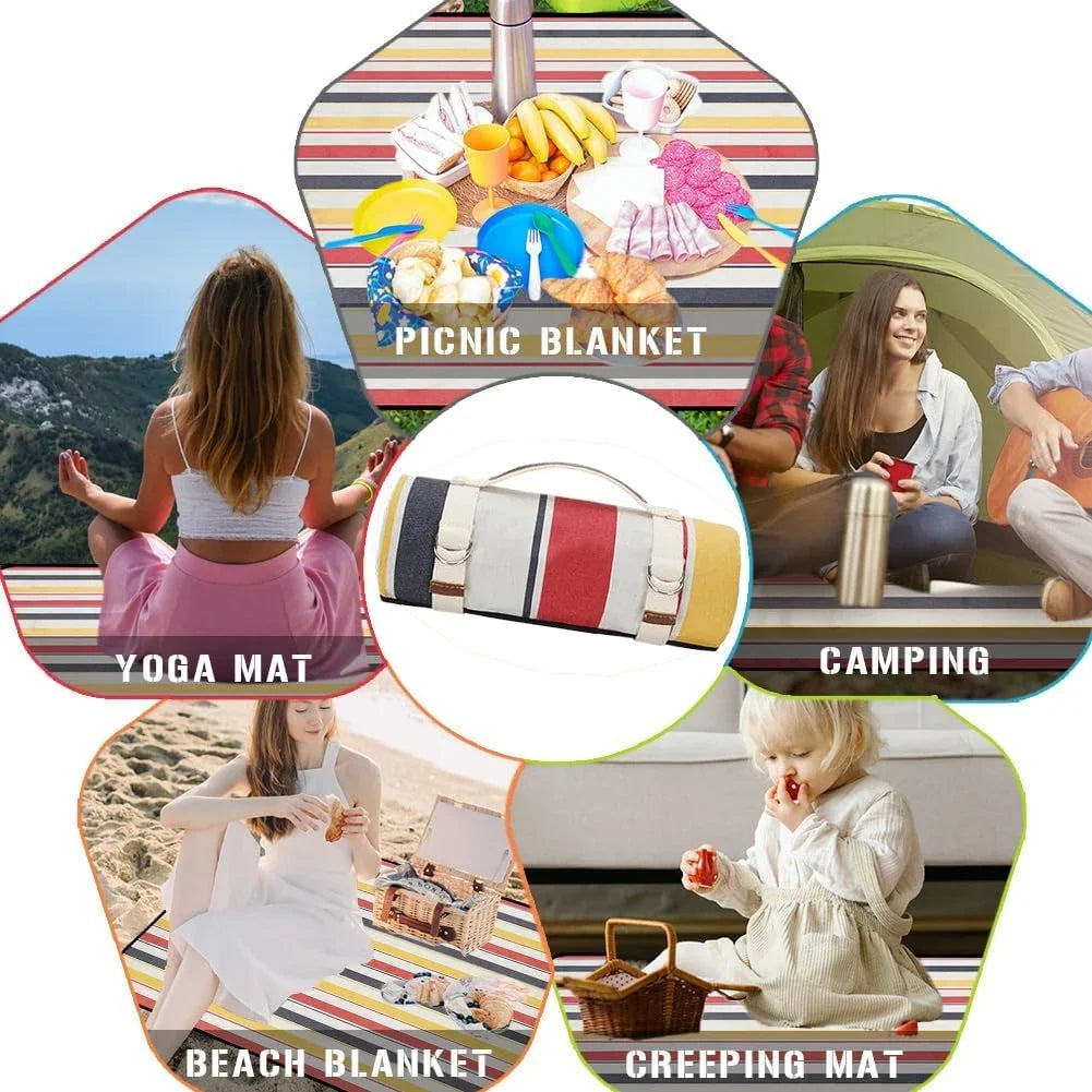 Waterproof Picnic Blanket with Carry Strap for Beach Mat or Family Outdoor Camping Party Large Picnic Outdoor Blanket