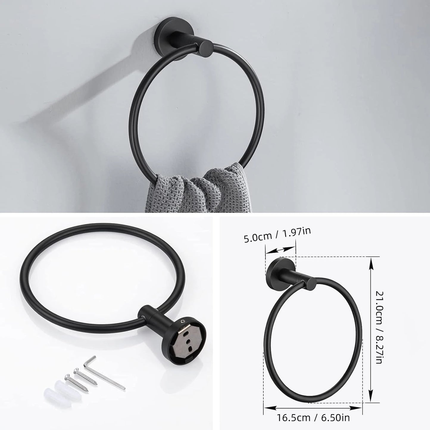 Bathroom Hardware Set Stainless Steel Bathroom Accessories Set Wall Mounted Towel Bar Towel Ring Toilet Paper Roll Holder Set