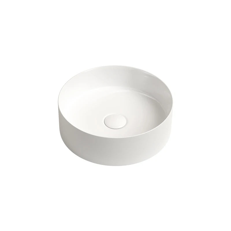 Modern ceramic bathroom sink: white/dark gray, matte finish, diameter 36cm/14in, suitable for bathroom vanity (excluding faucet)