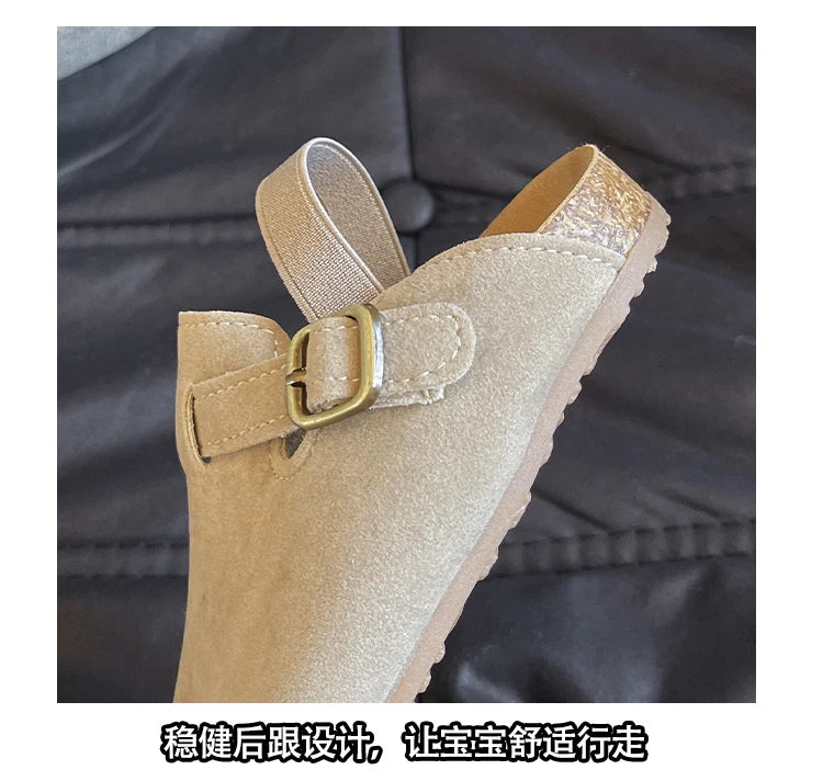 2024 New Girl Boy One Step Flat Bottom Baotou Half Slippers Children Summer Outwear Round Head Half Slippers Lazy Shoes