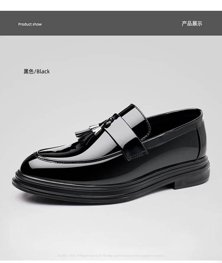 2024 New Men's Casual Business Leather Shoes Bright Black Wedding Banquet Dress Leather Shoes Large fashion Men's Shoes 38-48 - AIAZ