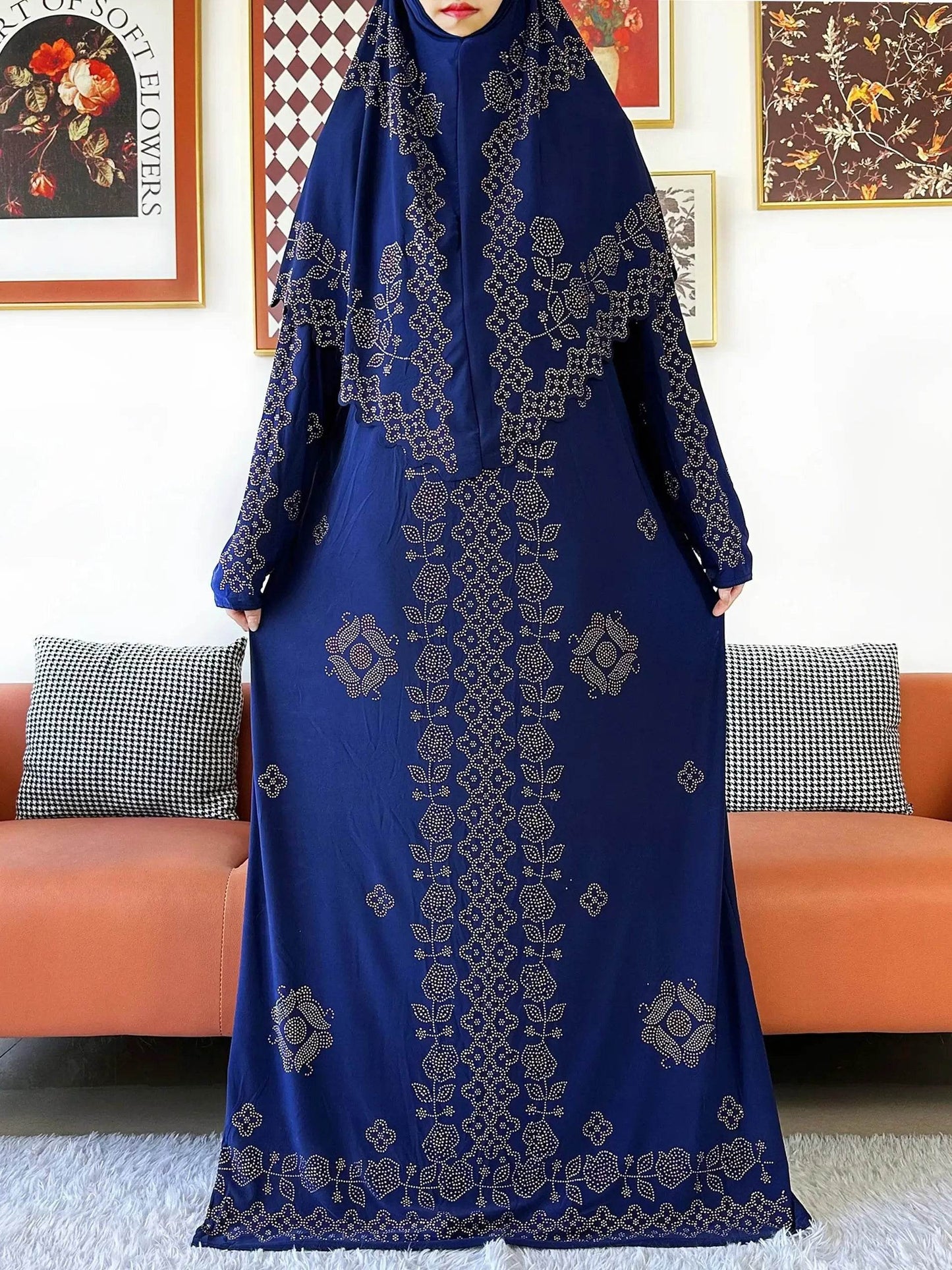 Muslim Two Piece Set Hijab Prayer Dress Fashion Abaya Set Women Prayer Garment Hijab Long Khimar Long Dress Sets Islamic Ramadan - AIAZ