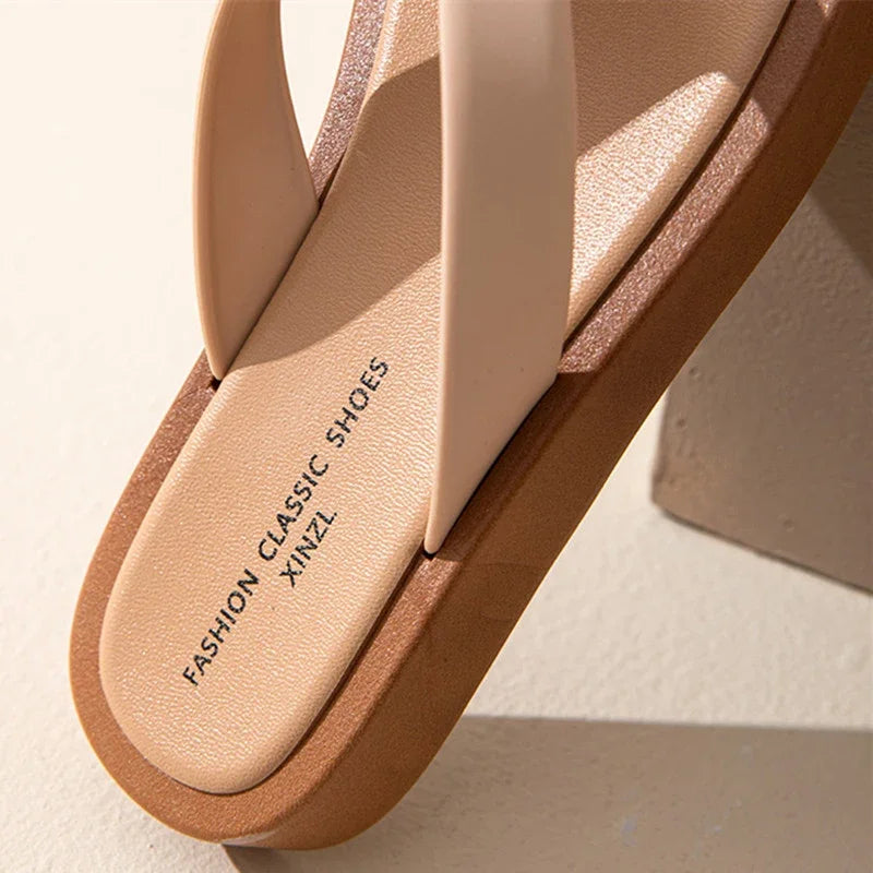 Classic Black/white Mixed Color Platform Flip Flops Women Thick Bottom Thong Slippers High Quality Leather Jandal Sandals Women
