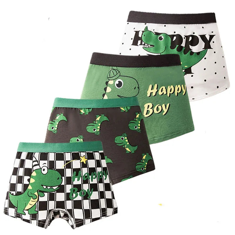 4 Pcs/Lot Children's Underwear Boys Panties Underpants Dinosaurs Helicopters Cars Cotton Breathable Kids Shorts Boy Boxer Briefs