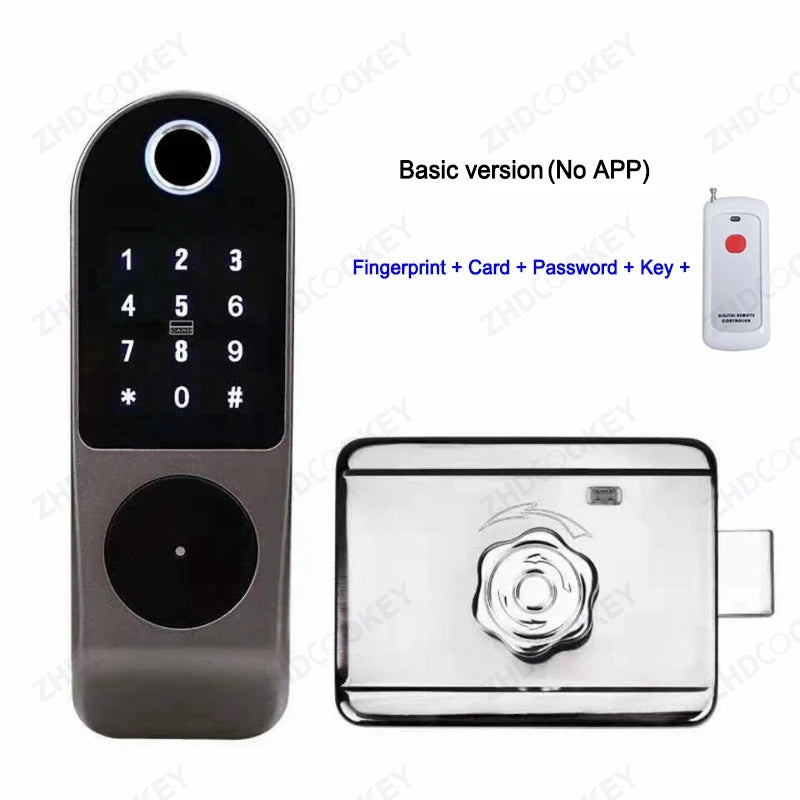Security Home Gate Door Keys Entry RFID Card Code Password Tuya Wifi TTlock Smart Door Lock Digital Double Side Fingerprint Lock