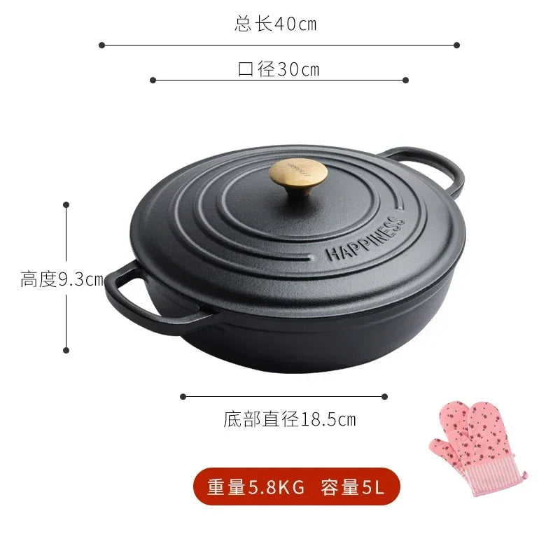 Rushed 30cm Kitchen for Queen's Pot Enamel Cast Iron Multi Functional Non Stick Stewed Pork and Chicken Soup Household Cookware