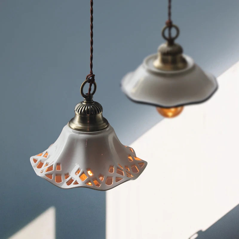 IWHD Modern Simple Ceramic LED Pendant Lamp Home Indoor Decor Lighting Bedroom Restaurant Dinning Living Room Lights Hanglamp