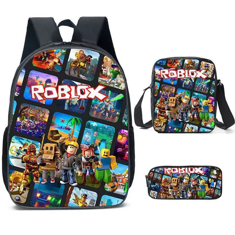 Game ROBLOX Student Backpack Korean Version Primary and Secondary School Backpacks Ins Fashion Trend Backpack Three Piece Set - AIAZ