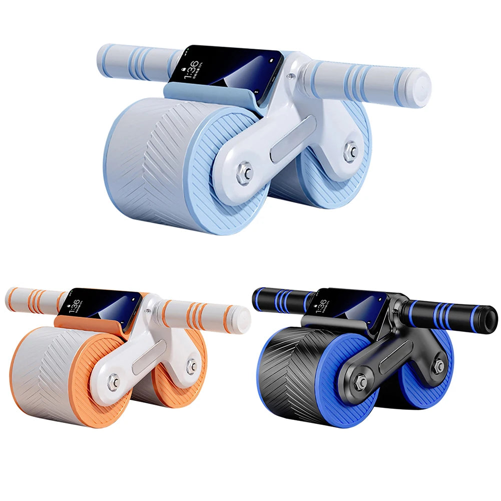 Abdominal Wheel Exerciser Dual Wheel Design Abdominal Fitness Wheel Automatic Rebound Anti-Slip for Bodybuilding Training