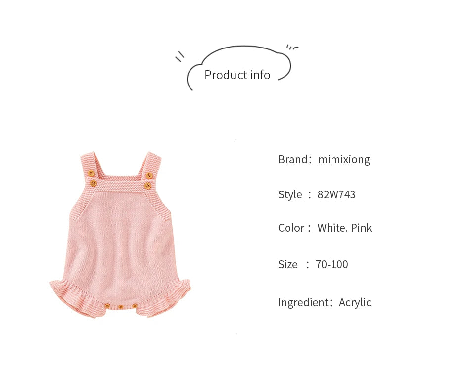 Knitted Acrylic Spaghetti Straps Sleeveless Baby Girls Summer Rompers Portable Infant Jumpsuit Toddler Bodysuit For 0-18 Months