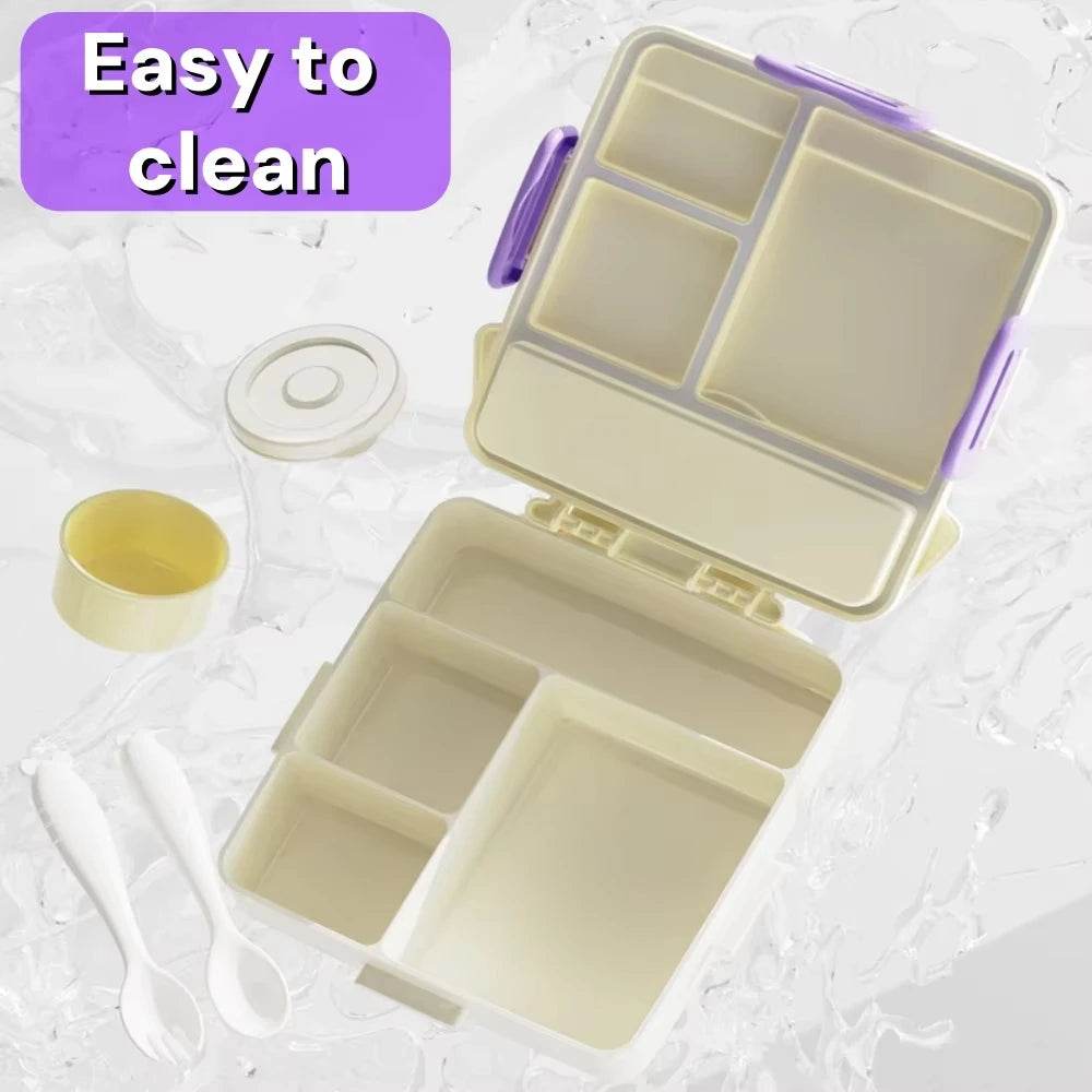 Kids Bento Lunch Box Cute 4 Compartments Food Storage Containers Box Suitable For Microwave Fridge Portable Kids School - AIAZ