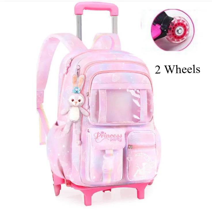 School Rolling backpack Bags school wheeled backpack for girls kids School trolley bag for girls school bag wheels for girls - AIAZ