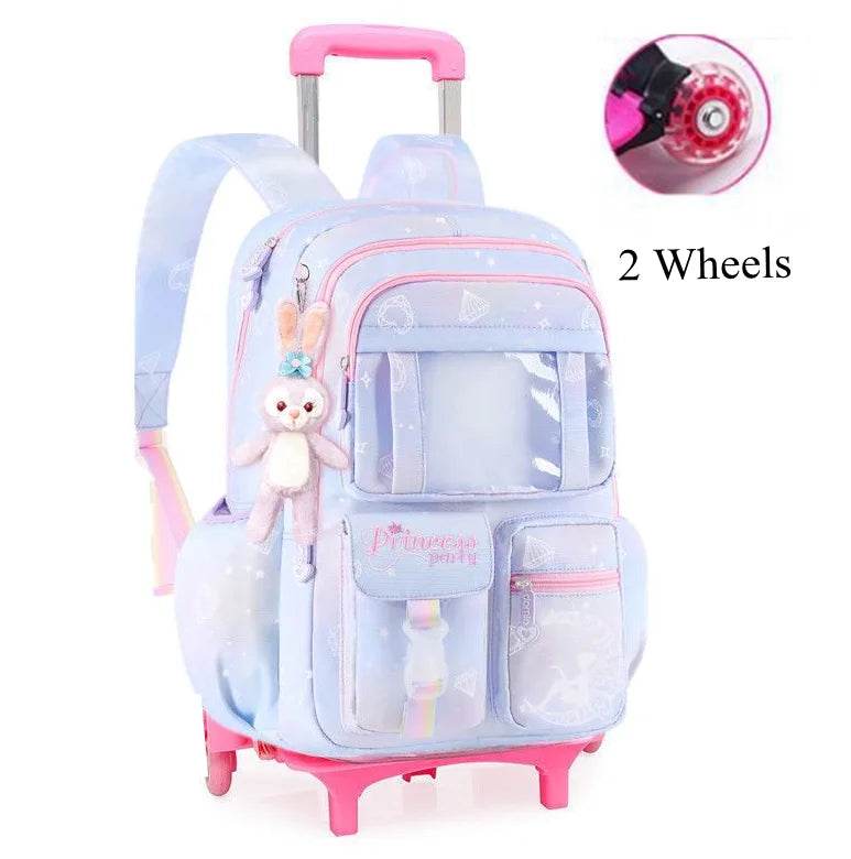 School Rolling backpack Bags school wheeled backpack for girls kids School trolley bag for girls school bag wheels for girls - AIAZ