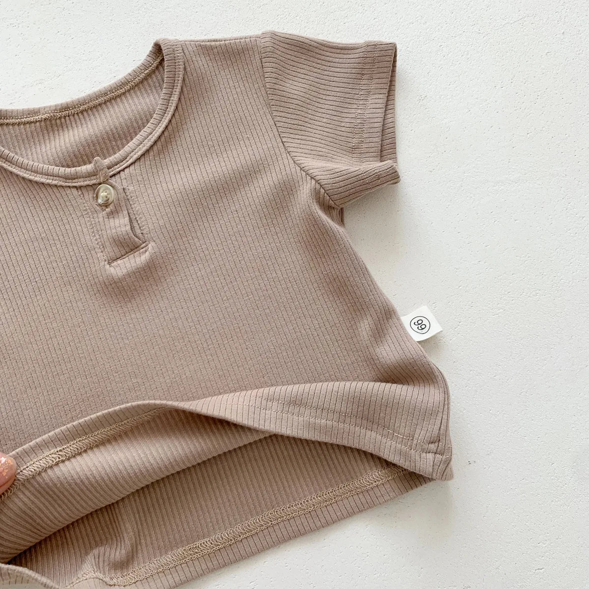 2025 New In Summer Newborn Baby Girls Boys Short Sleeve Solid Color Top T-shirts +cartoon Bear Bodysuits Kid Infant Clothing Set