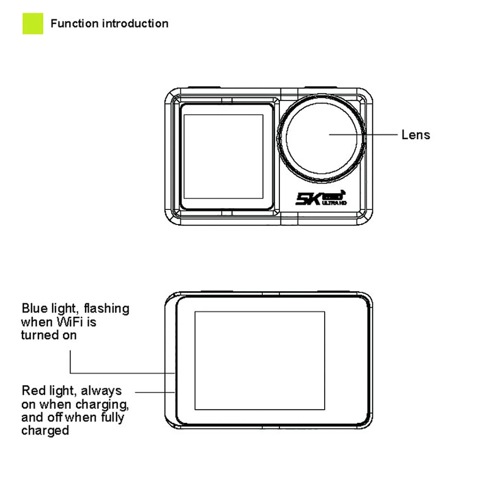 2" IPS Dual Screen Action Camera 5K 30FPS  4K 60FPS 48MP EIS Video With Optional Filter Lens 1080P Webcam Vlog WiFi Sports Cam