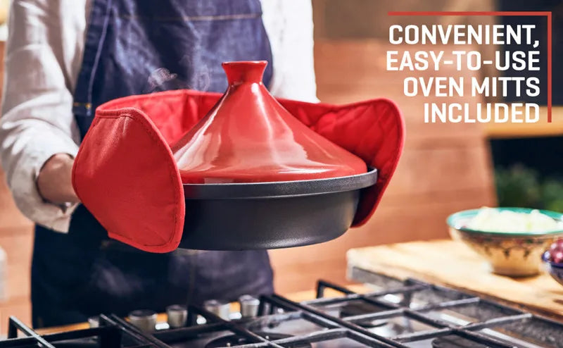 Cast Iron Tagine 2 Quart Moroccan Enameled Cast Iron Tagine With Enameled Cast Iron Base And Ceramic Cone-Shaped Lid Dutch Oven