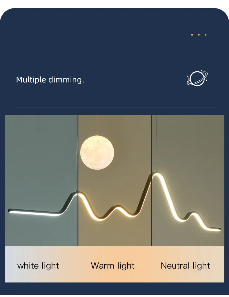 2023 Dining Table Modern Led Pendant Light Lamp For Modern Dining Room Kitchen Bar Designer Line Chandelier Lighting Decor