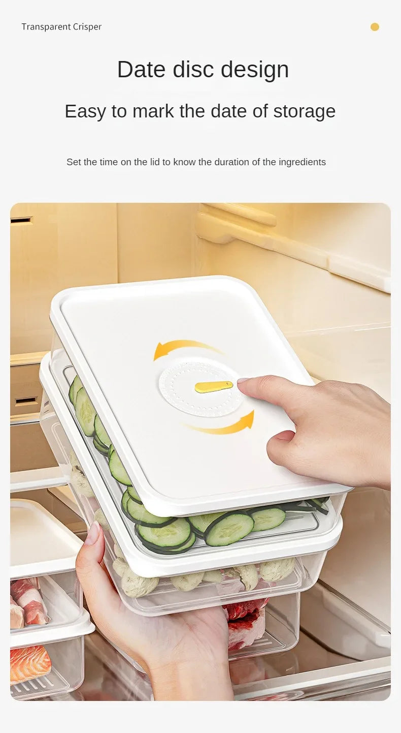 6PCS Thickened Storage Boxes Refrigerator Frozen Meat Dispenser Food Grade Crisper Food Seal Timing Box Kitchen Storage Supplies