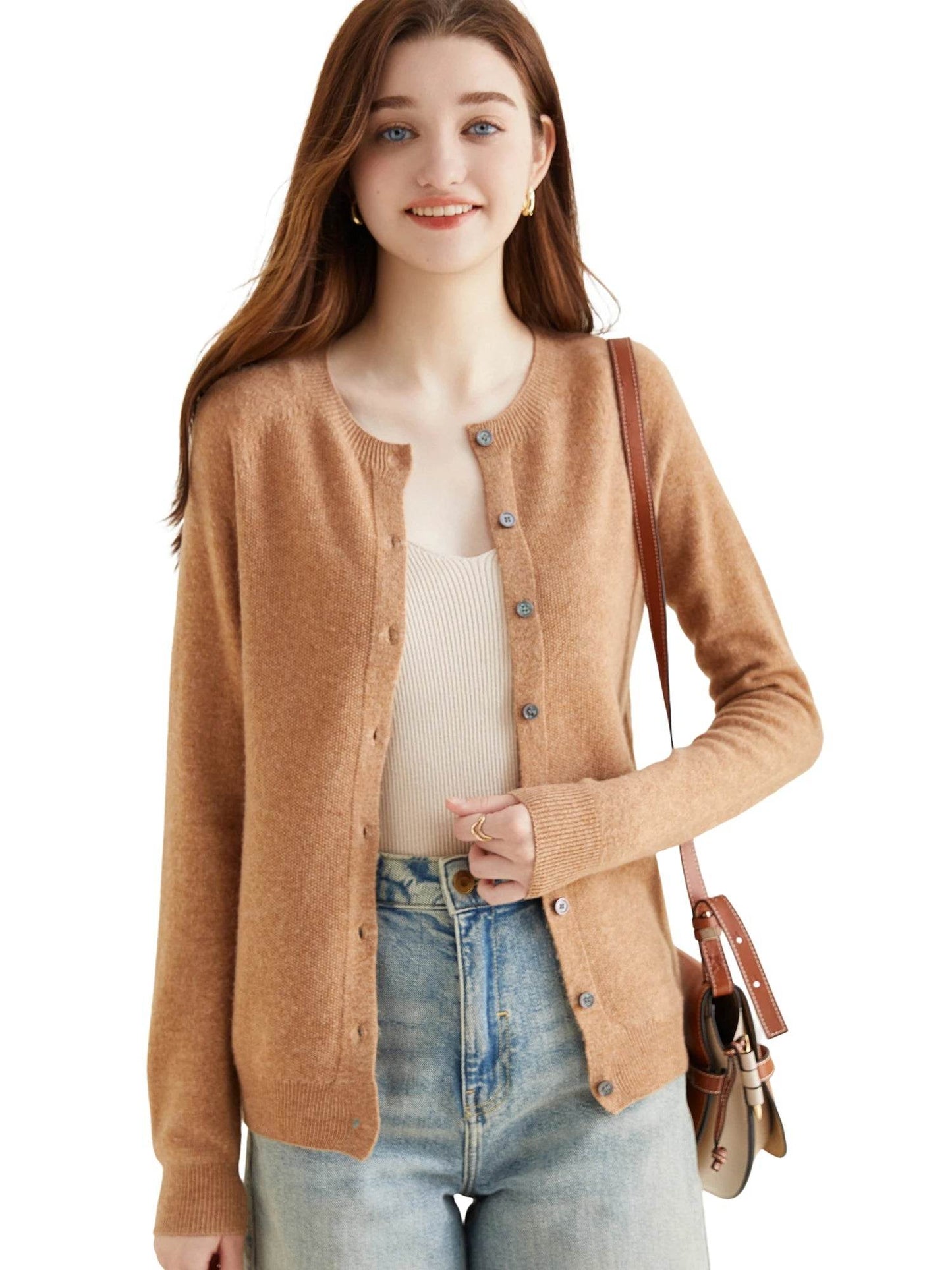Knit Cardigan for Women Sweater Woman Long Sleeve Top 100% Wool Cardigans Sweaters Vintage Coat Knitwears Jacket Female Clothing - AIAZ
