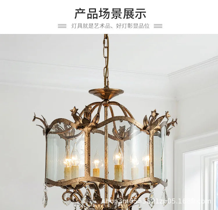 American Restaurant Chandelier Vintage   French Candle Bedroom Crystal Lighting Including light bulbs