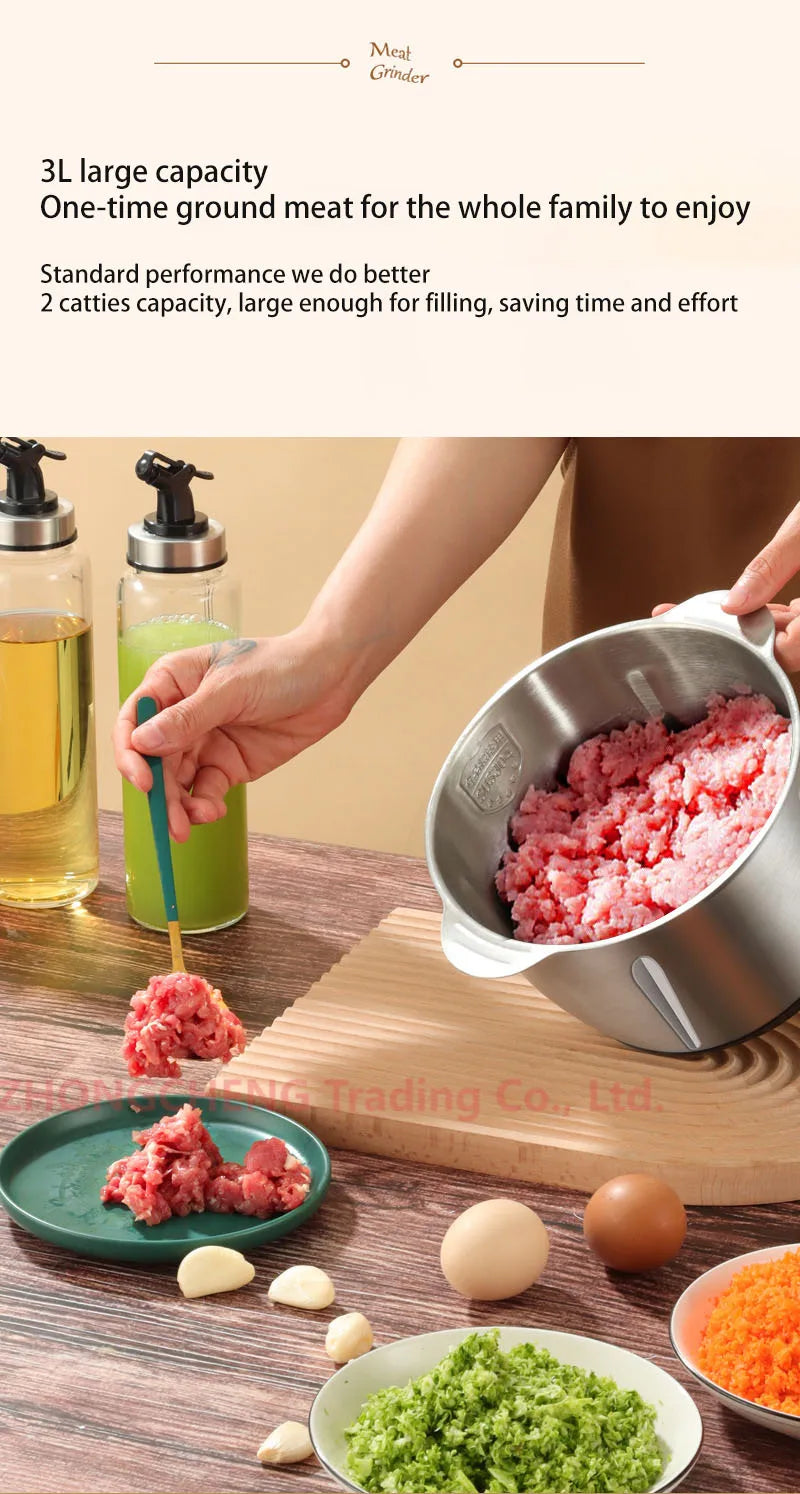 Kitchen household electric meat grinder stainless steel stuffing minced vegetables minced meat mincer small garlic chili cooker