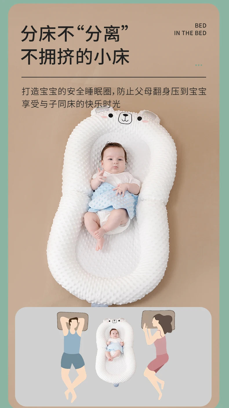 92 Baby Bedside Sleeper - Newborn Lounger Cushion, Anti-Reflux, Sleep Positioner for 0-3 Years, Infant Co-Sleeper.