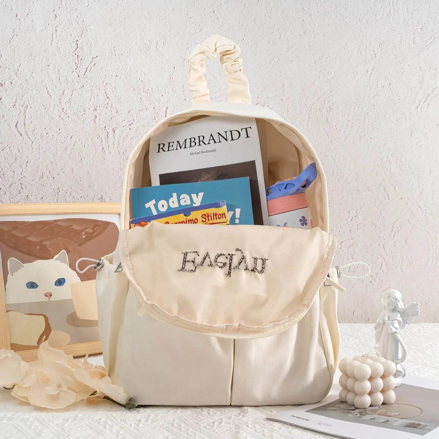 Fashion Bow Backpack Children's School Backpack Large Capacity Nylon School Bags Elementary School Book Bags Outdoor Travel Bag - AIAZ
