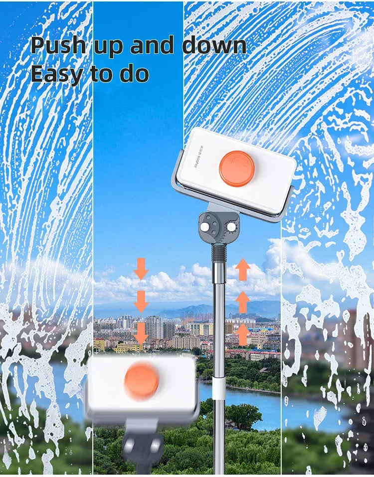 Double Sided Magnetic Glass Brush With Telescopic Rod Adjustable Magnetic Anti-Drop For Various Glass Home Window Cleaner