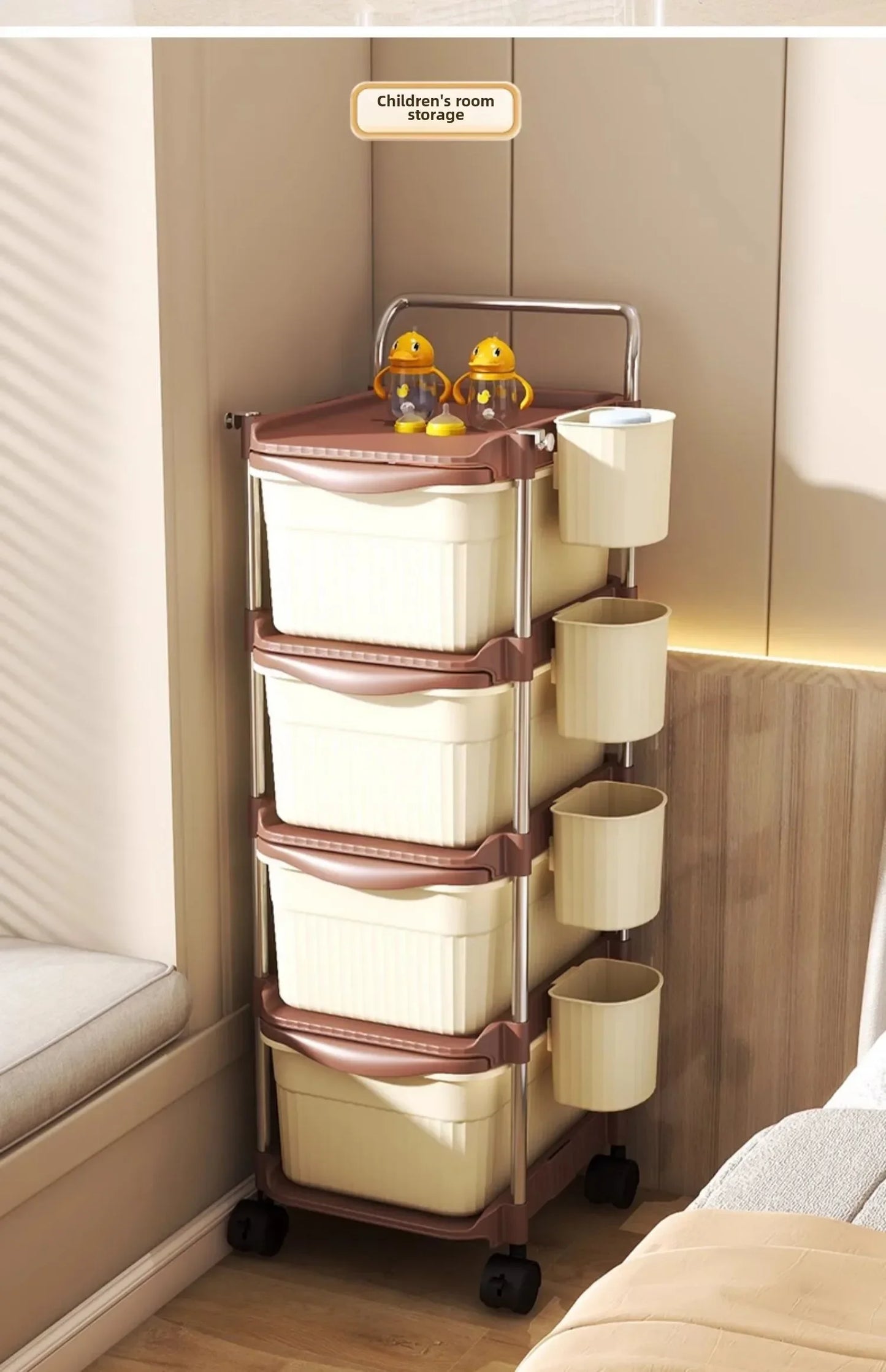 Small Cart Storage Rack, Snack Storage Rack, Multi-layer Storage Cabinet, Drawer Style Movable Baby Product Storages Rack