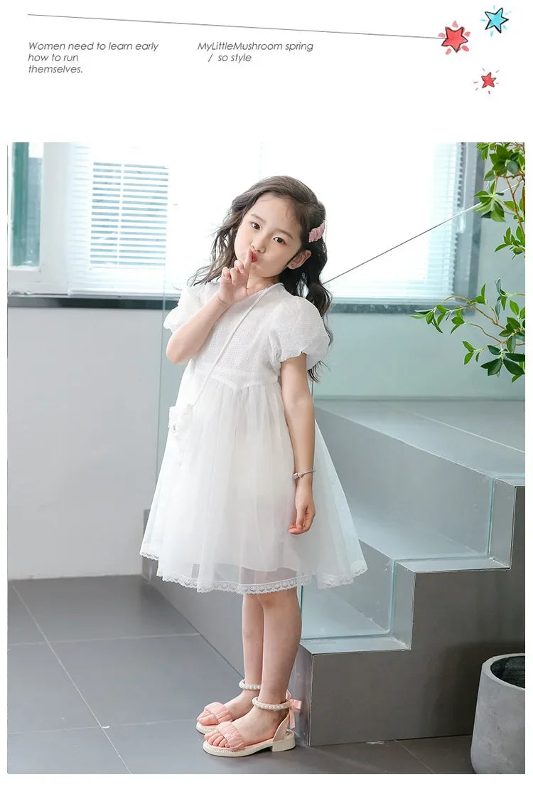 Children's Sandals Summer Elegant Girl Princess Dress Bowtie Sandals Fashion Beading Ankle Strap Kids Causal Sweet Roman Sandals